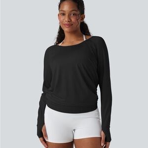 HALARA Black Long Sleeve Boatneck Pullover
